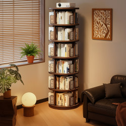 Three Dreams Solid Wood Rotate Bookshelf 360-degree Bookcase Floor-to-wall Integrated Storage Rack kids Living Room Corner Cabinet Three Dreams Solid Wood Rotate Bookshelf 360-degree Bookcase Floor-to-wall Integrated Storage Rack kids Living Room Corner Cabinet