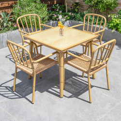 Outdoor Table and Chair Courtyard Garden Balcony Aluminum Alloy Imitation Bamboo Table Waterproof Rattan For Home Retro Classy Dining Table and Chair Outdoor Table and Chair Courtyard Garden Balcony Aluminum Alloy Imitation Bamboo Table Waterproof Rattan For Home Retro Classy Dining Table and Chair