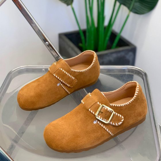 Design-soft frosted leather thick-soled Birkenstock shoes for women 2025 autumn new metal buckle light and lazy casual shoes Design-soft frosted leather thick-soled Birkenstock shoes for women 2025 autumn new metal buckle light and lazy casual shoes