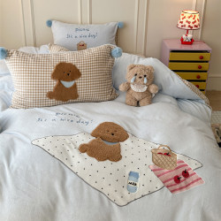Fur ball milk velvet embroidered picnic puppy four-piece set Fur ball milk velvet embroidered picnic puppy four-piece set