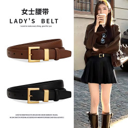 New Style Women's Leather Belt, Genuine Leather Decoration, Fashionable Niche Trend, Cowhide Korean Version, Slimming, Suitable for Jeans, Women's Pin Buckle Belt New Style Women's Leather Belt, Genuine Leather Decoration, Fashionable Niche Trend, Cowhide Korean Version, Slimming, Suitable for Jeans, Women's Pin Buckle Belt