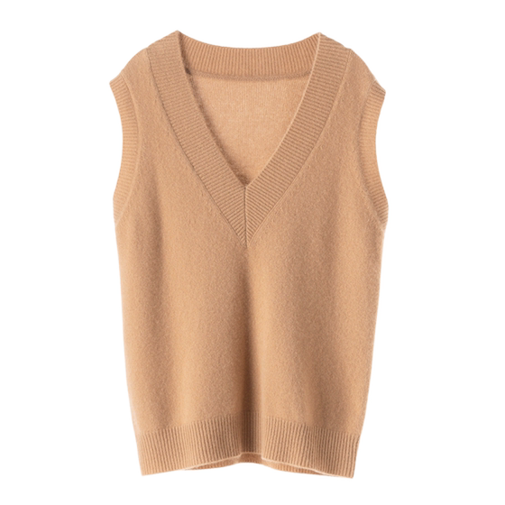 New Korean style knitted cashmere sweater for women in autumn V-neck pullover inner sleeveless solid color vest sweater pure cashmere sweater
New Korean style knitted cashmere sweater for women in autumn V-neck pullover inner sleeveless solid color vest sweater pure cashmere sweater