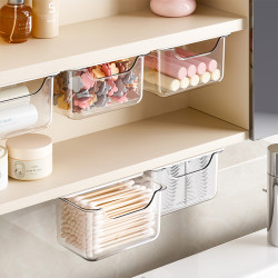 Transparent hanging storage box pulls out without punching holes Transparent hanging storage box pulls out without punching holes