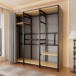 Wardrobe for Home Use in the Bedroom, Integrated Dressing Room, All-Steel Frame Fabric Wardrobe, Walk-In Simple Assembly Metal Closet Wardrobe for Home Use in the Bedroom, Integrated Dressing Room, All-Steel Frame Fabric Wardrobe, Walk-In Simple Assembly Metal Closet
