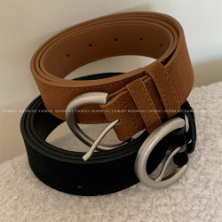 Korean Blogger's Simple Retro Melard Brown Frosted Suede Pu Leather Belt Versatile Casual Pants Belt Korean Blogger's Simple Retro Melard Brown Frosted Suede Pu Leather Belt Versatile Casual Pants Belt