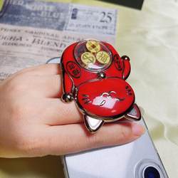 Adhesive Lucky Cat Phone Stand, Auspicious and Wish-Fulfilling, Flowing Gold Coins Card Holder, Universal for Horizontal and Vertical Use, Push-Pull Foldable, Portable Desktop Adhesive Lucky Cat Phone Stand, Auspicious and Wish-Fulfilling, Flowing Gold Coins Card Holder, Universal for Horizontal and Vertical Use, Push-Pull Foldable, Portable Desktop