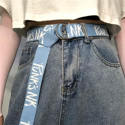Canvas Belt Women's Student-style Decorative Denim Trendy Trousers with Easiest for match Letters Men's Belt Double-ring Canvas Belt Women's Student-style Decorative Denim Trendy Trousers with Easiest for match Letters Men's Belt Double-ring