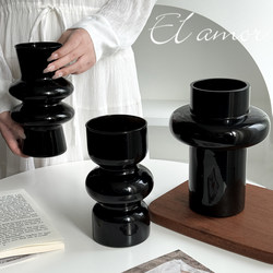 Black Vase, Light Luxury, Niche, High-End Feel, Living Room Tv Cabinet Decoration, Flower Arrangement, Vintage, Antique Glass Vase Ornament Black Vase, Light Luxury, Niche, High-End Feel, Living Room Tv Cabinet Decoration, Flower Arrangement, Vintage, Antique Glass Vase Ornament