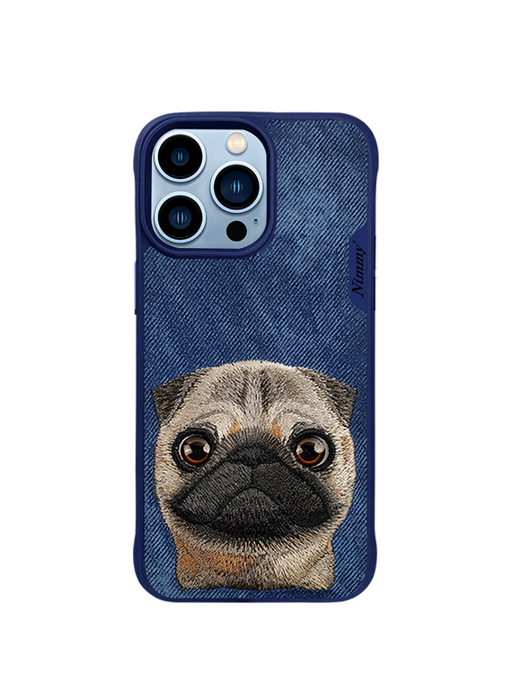 Nimmy Embroidered New Cute Pug Dog, Panda, Cat, Mouse Plush High End Premium 15, 15 Plus, 15 Pro, 15 Pro Max iPhone Case