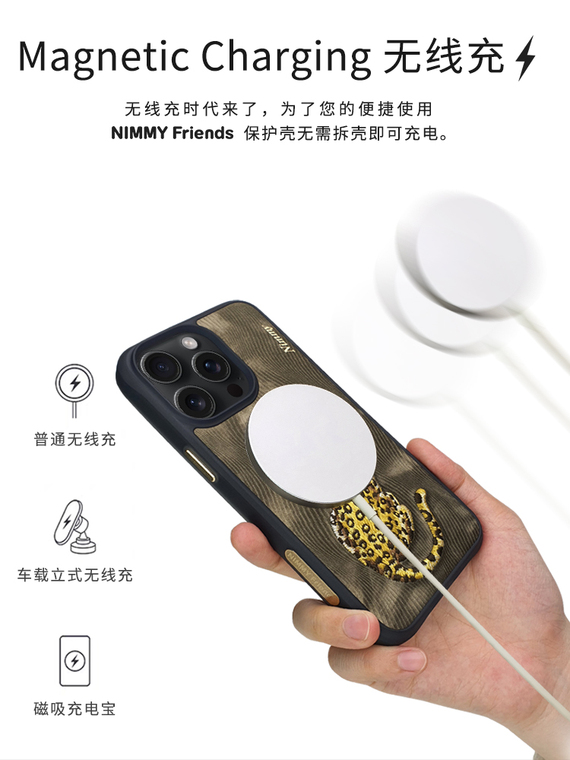 Nimmy New Embroidered Leopard, Dragon, Phoenix High End Premium Luxury MagSafe 15, 15 Plus, 15 Pro, 15 Pro Max iPhone Case