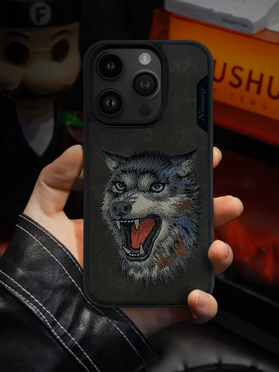 Nimmy New Embroidered Lion, Gorilla, Leopard, Wolf High End Premium 15, 15 Plus, 15 Pro, 15 Pro Max iPhone Case