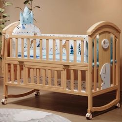 Zuozhi crib multifunctional bb baby bed solid wood lacquer-free cradle movable Newborn kids Zuozhi crib multifunctional bb baby bed solid wood lacquer-free cradle movable Newborn kids