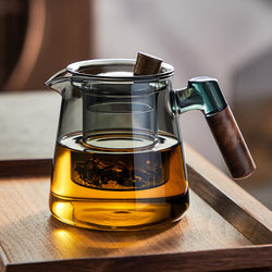 Yihu Tea Glass Teapot for Brewing Tea at Home 2025 New Model High Temperature Resistant Tea Set with Wooden Handle Single Pot Yihu Tea Glass Teapot for Brewing Tea at Home 2025 New Model High Temperature Resistant Tea Set with Wooden Handle Single Pot