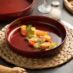 Cloudy American-Style Retro Ceramic Tableware Salad Plate Deep Plate High-End Deep Plate Home Western Food Presentation Artistic Plate Cloudy American-Style Retro Ceramic Tableware Salad Plate Deep Plate High-End Deep Plate Home Western Food Presentation Artistic Plate