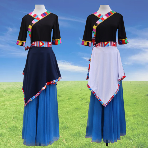 2022 Tibetan dance apron spring and summer ethnic practice skirt versatile performance costume dance square dance skirt 2022 Tibetan dance apron spring and summer ethnic practice skirt versatile performance costume dance square dance skirt