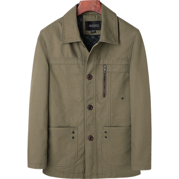 Shinkle cotton lapel jacket Middle -aged and elderly men's spring and autumn men's dad dad jacket medium long top 50 years old 60
 Shinkle cotton lapel jacket Middle -aged and elderly men's spring and autumn men's dad dad jacket medium long top 50 years old 60