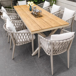 Outdoor Table and Chair Set for Courtyard Villa, Garden Terrace, Rattan Chair Combination, Open-Air Leisure Balcony, Rattan Woven Plastic Wood Table and Chairs Outdoor Table and Chair Set for Courtyard Villa, Garden Terrace, Rattan Chair Combination, Open-Air Leisure Balcony, Rattan Woven Plastic Wood Table and Chairs