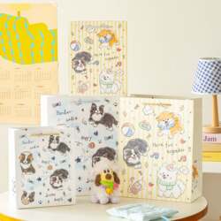 Illustration Puppy Tote Bag - Anniversary Celebration Cute Cat Birthday Gift Bag Cartoon Hand-Painted Paper Bag Illustration Puppy Tote Bag - Anniversary Celebration Cute Cat Birthday Gift Bag Cartoon Hand-Painted Paper Bag