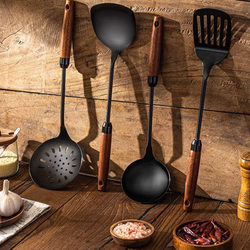 Japanese Imported Spatula Set for Home Use, Wooden Handle Spatula, Special Kitchen Utensils for Non-Stick Pans, Slotted Spoon, Soup Spoon, Cooking Spatula Japanese Imported Spatula Set for Home Use, Wooden Handle Spatula, Special Kitchen Utensils for Non-Stick Pans, Slotted Spoon, Soup Spoon, Cooking Spatula