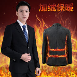 Fleece-Lined and Thickened Suit Set for Men, Slim-Fit Business Formal Wear, Professional Black Suit, Casual Jacket for Autumn and Winter Fleece-Lined and Thickened Suit Set for Men, Slim-Fit Business Formal Wear, Professional Black Suit, Casual Jacket for Autumn and Winter