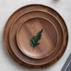 Solid Wood Round Plate, Ebony Round Plate, Wooden Snack Plate, Dried Fruit, Nuts, Melon Seeds Plate, Bed and Breakfast Tableware Solid Wood Round Plate, Ebony Round Plate, Wooden Snack Plate, Dried Fruit, Nuts, Melon Seeds Plate, Bed and Breakfast Tableware