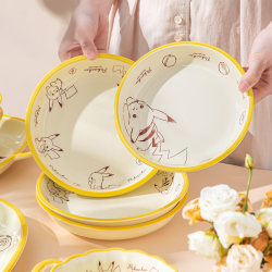 Pikachu Style Ceramic Tableware Plate, Household Dish Plate, 2025 New Model, High Aesthetic Double-Handle Square Plate, Fish Plate Pikachu Style Ceramic Tableware Plate, Household Dish Plate, 2025 New Model, High Aesthetic Double-Handle Square Plate, Fish Plate