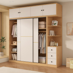 Wardrobe for Home Bedroom, Simple Modern Solid Wood Eco-Board Sliding Door Storage Closet for Adults and Children Wardrobe for Home Bedroom, Simple Modern Solid Wood Eco-Board Sliding Door Storage Closet for Adults and Children