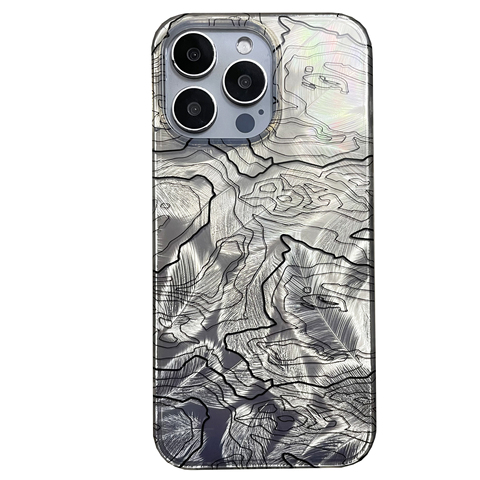Silver — Topographic Map New Electroplated 15, 14, 13, 12 iPhone Case