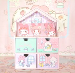 Melody Desktop Storage Box, Dressing Table, Girly Storage Cabinet, Desktop Organizer Box, Sanrio Cosmetics Storage Melody Desktop Storage Box, Dressing Table, Girly Storage Cabinet, Desktop Organizer Box, Sanrio Cosmetics Storage