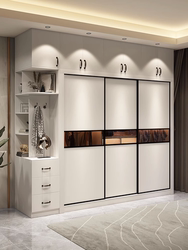 Simple Modern Wardrobe for Home Use, Three-Door White Sliding Door Wardrobe for Bedroom, Small Apartment Cabinet Assembly Simple Modern Wardrobe for Home Use, Three-Door White Sliding Door Wardrobe for Bedroom, Small Apartment Cabinet Assembly