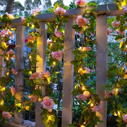 Solar Outdoor Lights Rose Flower String Lights Simulated Flower Vine Home Courtyard Garden Decoration Balcony Railing Atmosphere Lights Solar Outdoor Lights Rose Flower String Lights Simulated Flower Vine Home Courtyard Garden Decoration Balcony Railing Atmosphere Lights
