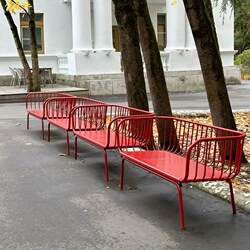 Outdoor Park Trendy Chair, Outdoor Red Galvanized Pipe Bench, Courtyard Leisure Seat, Courtyard Bench, Open-Air Bench Outdoor Park Trendy Chair, Outdoor Red Galvanized Pipe Bench, Courtyard Leisure Seat, Courtyard Bench, Open-Air Bench