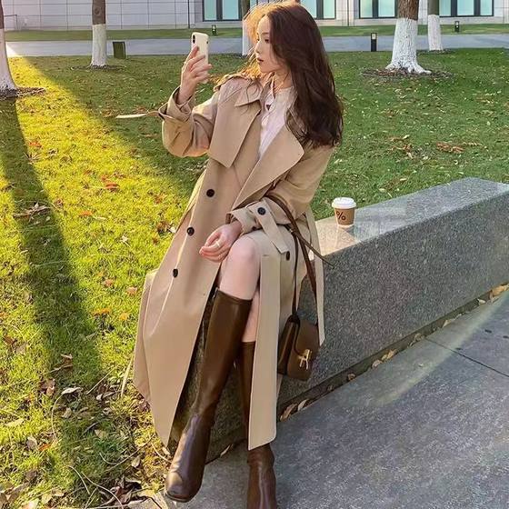 Trench coat for women in spring and autumn 2025 new Korean mid-length British style loose over-the-knee temperament trendy coat Trench coat for women in spring and autumn 2025 new Korean mid-length British style loose over-the-knee temperament trendy coat