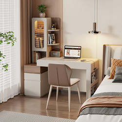 Solid Wood Desk and Bookshelf Integrated Home Computer Desk Student Study Desk Retractable Combination Bookcase Light Luxury Dressing Table Solid Wood Desk and Bookshelf Integrated Home Computer Desk Student Study Desk Retractable Combination Bookcase Light Luxury Dressing Table