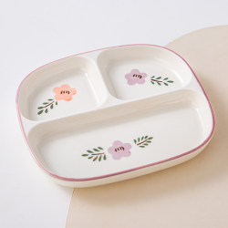 Purple Lily Flower High-Value Breakfast Fat-Reducing Divided Plate Tableware Compartmentalized Children's Plate Ceramic Household Divided Plate Purple Lily Flower High-Value Breakfast Fat-Reducing Divided Plate Tableware Compartmentalized Children's Plate Ceramic Household Divided Plate