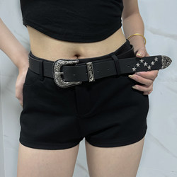 Women's Belt 2024 New Style Jeans Accessory Black Leather Belt Y2K Design Niche High-End American Style Versatile Women's Belt 2024 New Style Jeans Accessory Black Leather Belt Y2K Design Niche High-End American Style Versatile