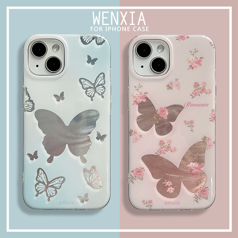 Double Layer 3D Flower Butterfly Girls 15, 14, 13, 12, 11 iPhone Case