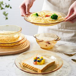 High-Temperature Resistant Glass Plate, Household Dish Plate, 2025 New Model, Steak Breakfast Plate, High-End Luxury Deep Plate, Round Plate High-Temperature Resistant Glass Plate, Household Dish Plate, 2025 New Model, Steak Breakfast Plate, High-End Luxury Deep Plate, Round Plate