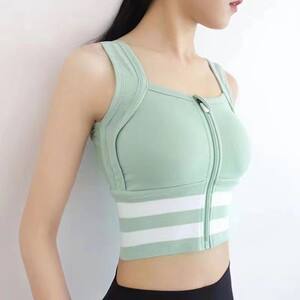 Followed zipper sports underwear female shock -proof running yoga bust gathered anti -lower vest and wearing vests fitness
 Followed zipper sports underwear female shock -proof running yoga bust gathered anti -lower vest and wearing vests fitness