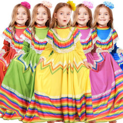 Mexican ethnic style dance dress Amazon new Halloween costume 61 school stage performance costume Mexican ethnic style dance dress Amazon new Halloween costume 61 school stage performance costume
