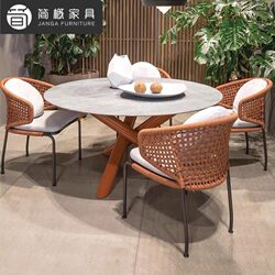 Outdoor Rattan Round Table, Courtyard Garden Rattan Chair, Terrace Balcony Chair, Leisure Dining Table, Villa High-End Outdoor Table and Chairs Outdoor Rattan Round Table, Courtyard Garden Rattan Chair, Terrace Balcony Chair, Leisure Dining Table, Villa High-End Outdoor Table and Chairs