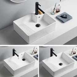 Ceramic Integrated Bathroom Countertop Basin with Washboard Side Drain, Household Washbasin, Balcony Laundry Basin, Countertop Basin Ceramic Integrated Bathroom Countertop Basin with Washboard Side Drain, Household Washbasin, Balcony Laundry Basin, Countertop Basin