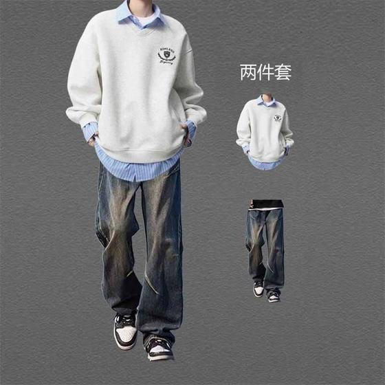 2025 Spring and Autumn Stripe Splicing Fake Two-Piece POLO Collar Sweatshirt Boys Set College Style Handsome Wearing Two-Piece Set
2025 Spring and Autumn Stripe Splicing Fake Two-Piece POLO Collar Sweatshirt Boys Set College Style Handsome Wearing Two-Piece Set