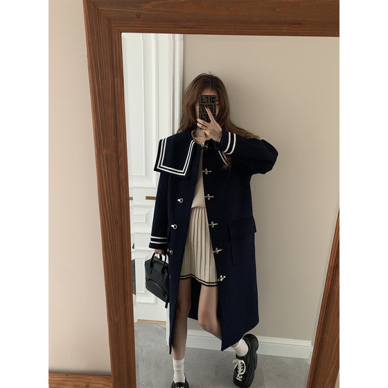 SourceWithU West London 100 Australian single-faced coat Navy collar college style long coat women
SourceWithU West London 100 Australian single-faced coat Navy collar college style long coat women