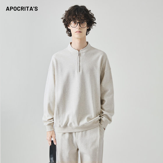 APO men's clothing, new European and American semi-zipper sweatshirt, men's autumn loose stand collar, furry solid color inner long-sleeved T-shirt
APO men's clothing, new European and American semi-zipper sweatshirt, men's autumn loose stand collar, furry solid color inner long-sleeved T-shirt