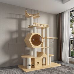 Cat Climbing Frame, Solid Wood, Large Cat-Specific Cat House, Cat Tree All-In-One, Space-Saving, Maine  Multi-Cat Climbing Frame, Large Luxury for Home Use Cat Climbing Frame, Solid Wood, Large Cat-Specific Cat House, Cat Tree All-In-One, Space-Saving, Maine  Multi-Cat Climbing Frame, Large Luxury for Home Use