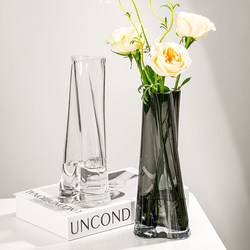 Light Luxury Vase Decoration for Living Room, Creative Irregular Transparent Glass Hydroponic Flower Arrangement Decoration, Trendy High-End Flower Vessel Light Luxury Vase Decoration for Living Room, Creative Irregular Transparent Glass Hydroponic Flower Arrangement Decoration, Trendy High-End Flower Vessel
