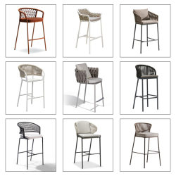 Nordic Outdoor Rattan Bar Chair, High Bar Stool, Trendy Bar Stool, Modern Outdoor Chair, Hotel Open-Air Rope Chair Nordic Outdoor Rattan Bar Chair, High Bar Stool, Trendy Bar Stool, Modern Outdoor Chair, Hotel Open-Air Rope Chair