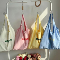 Korean ins style letter canvas bag large capacity shoulder bag women's vest bag student class commuting tote bag Korean ins style letter canvas bag large capacity shoulder bag women's vest bag student class commuting tote bag