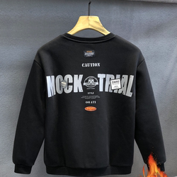 American retro printed velvet thickened round neck sweatshirt for men American retro printed velvet thickened round neck sweatshirt for men